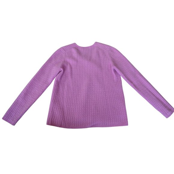Ann Taylor Cashmere Fuchsia Pink V-Neck Sweater 2 Ply Preppy Womens Size Medium - Picture 8 of 9